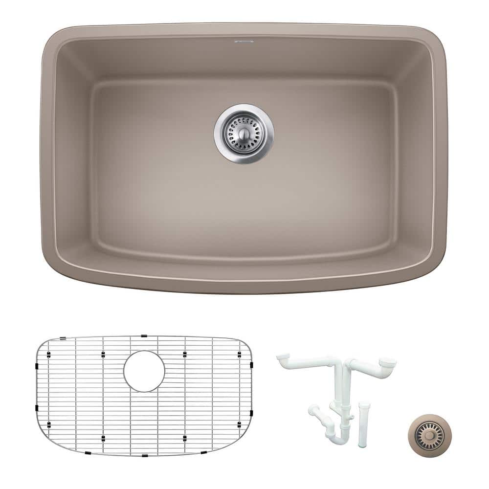 Valea 27 in. Undermount Single Bowl Truffle Granite Composite Kitchen Sink 