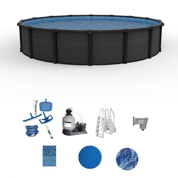 Bimini 30 ft. Round 52 in. Deep Hard Sided Above Ground Deluxe Pool Package