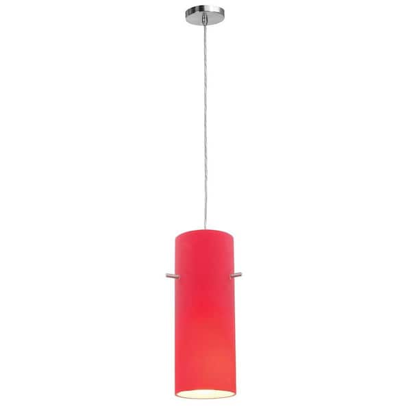 Access Lighting 1-Light Pendant Brushed Steel Finish Red Glass-DISCONTINUED