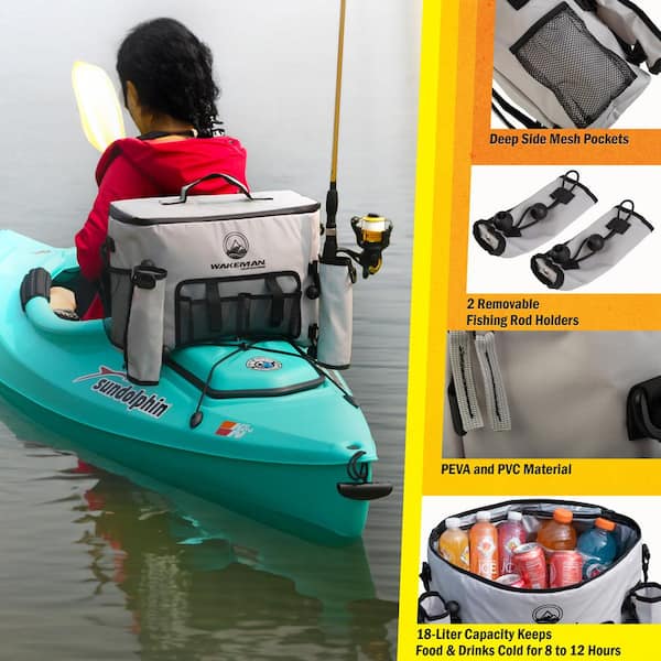 Kayak Cooler,Waterproof Kayak Cooler Behind Seat,Portable Kayak Accessories  Cooler Bag with Fishing Rod Holders
