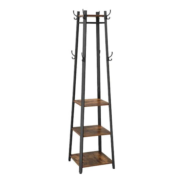 Montgomery kom tot rust Middellandse Zee Benjara Brown and Black Metal Framed Ladder Style Coat Rack with Three  Wooden Shelves BM195867 - The Home Depot