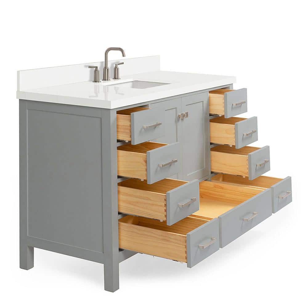 Cambridge 55" Grey and White Quartz Single Basin Vanity Set