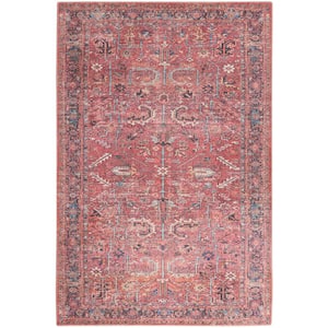 57 Grand Machine Washable Brick 4 ft. x 6 ft. Bordered Traditional Area Rug
