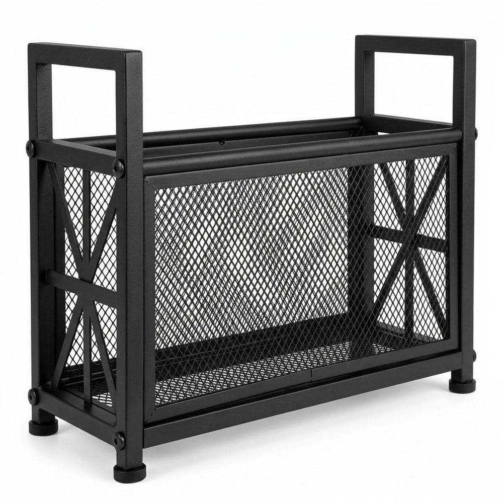 Black 11 in. x 9 in. Metal Freestanding Mesh Magazine Rack LINBQ583 ...