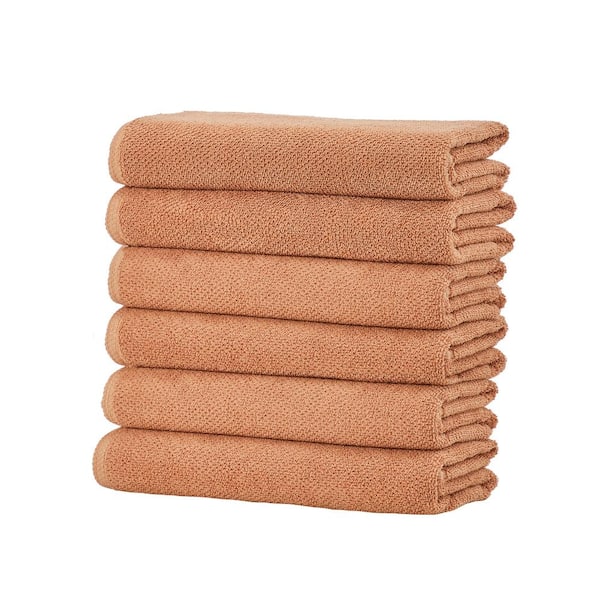 FRESHFOLDS Orange 6-Piece Cotton Quick-Dry Hand Towel Set EC100708 ...