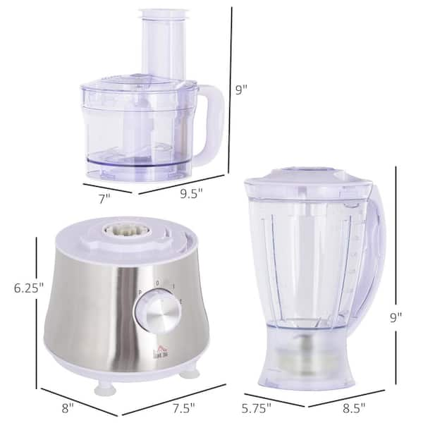 8 Cup Food Processor 500W Variable Speed Blender Chopper with 3