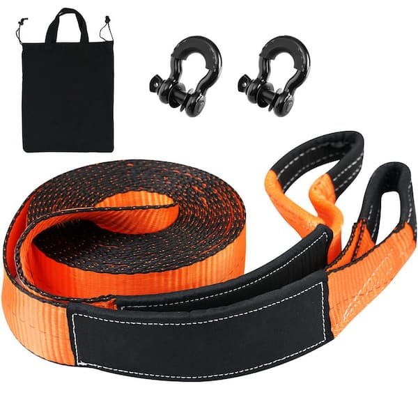 Off-Road Recovery Kit, 0.25 ft. x 30 ft. Heavy Duty Winch Recovery Kit with 30,000 lbs. Capacity Polyester Tow Strap