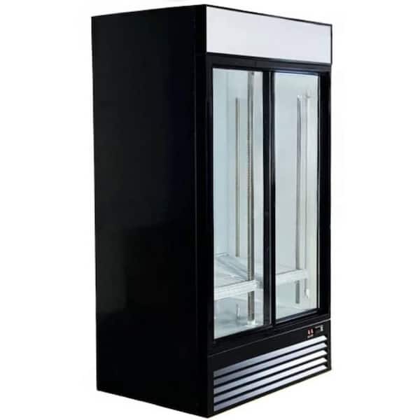 44 in. W 34.7 cu. ft. Commercial NSF Double Sliding Door Upright Cooler ES44G in Black