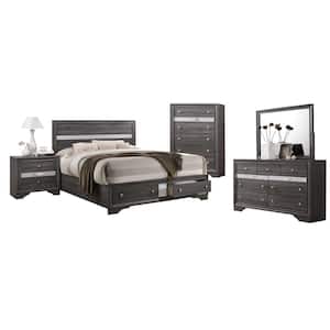 David 5-Piece Grey Full Bedroom Set With Chest