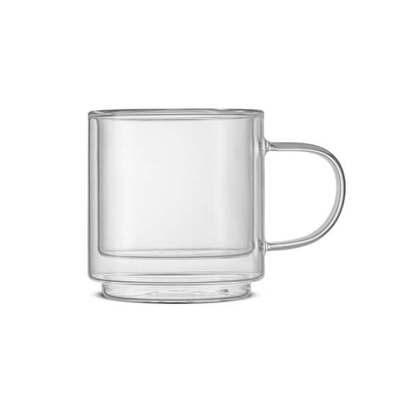 JoyJolt Plain Stackable Lead Free Double Wall Glass Mug, 13.5 oz. (Set of 2)