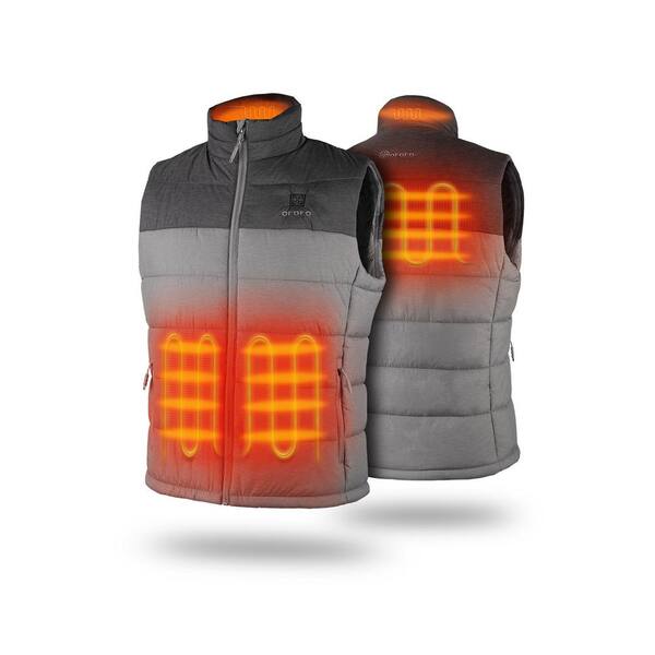 ORORO Men's XX-Large Gray 7.38-Volt Lithium-Ion Classic Heated Vest with One 4.8 Ah Battery and Charger