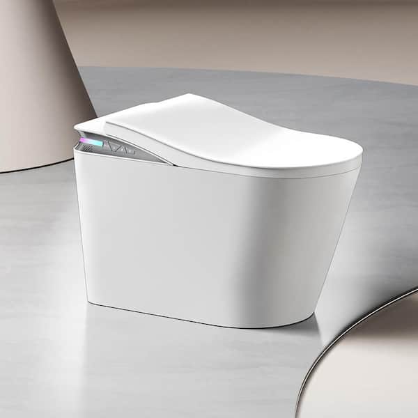 Elongated Smart Bidet Toilet 1.28 GPF in White with AUTO Open and Close, Auto Flush, Heated Seat and Warm Air Dryer