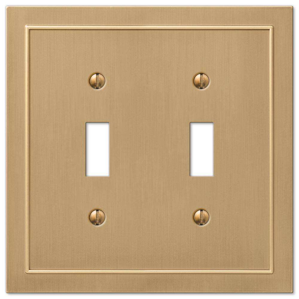 Brushed Bronze Double Toggle Cast Metal Wallplate