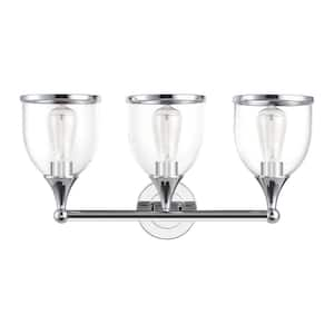 Ashridge 24 in. 3-Light Polished Chrome Vanity Light with Mouth Blown Clear Glass