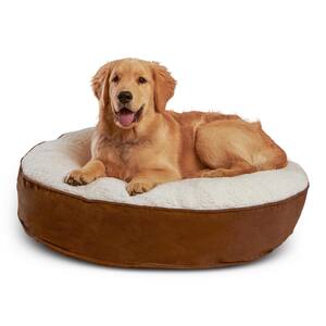 Scout Deluxe Round Small Latte Sherpa Dog Bed