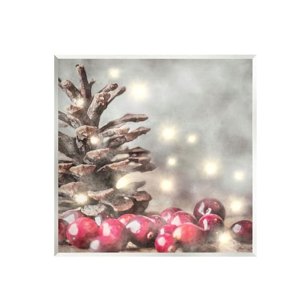 Stupell Industries Woodland Holiday Pinecone by LSR Design Studio 1-Piece Unframed Graphic Print Animal Poster Art Print 12 in. x 12 in.