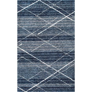 Vito Contemporary Trellis Shag Blue 4 ft. x 6 ft. Area Rug