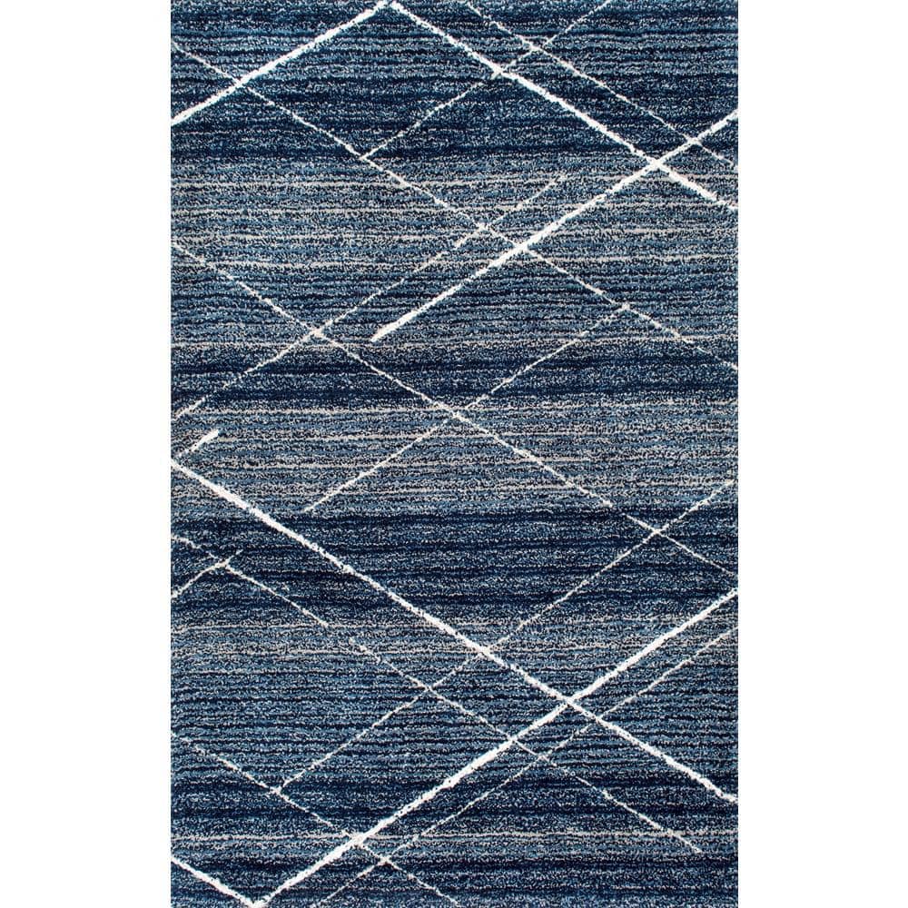 nuLOOM Vito Contemporary Trellis Shag Blue 9 ft. x 12 ft. Area Rug