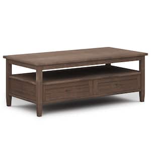 Warm Shaker 48 in. Farmhouse Brown Rectangle Wood Top Coffee Table with Storage