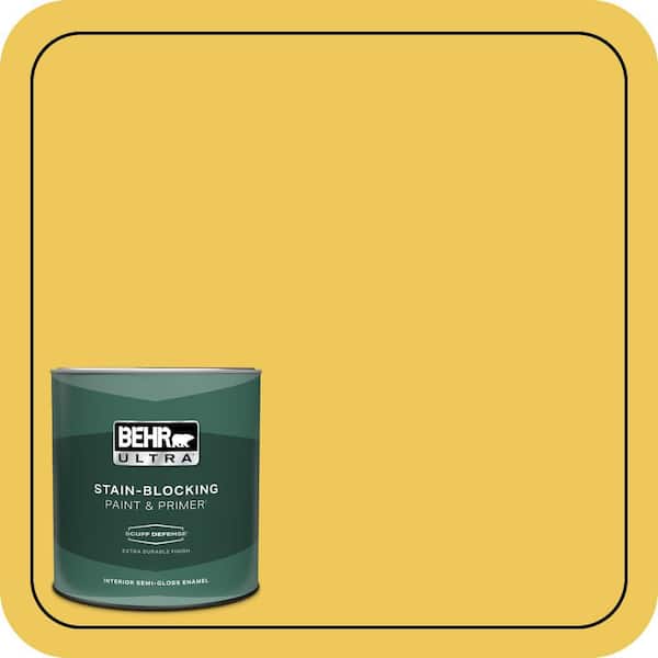 BEHR ULTRA 1 qt. #390B-6 Citrus Zest Extra Durable Semi-Gloss Enamel Interior Paint & Primer