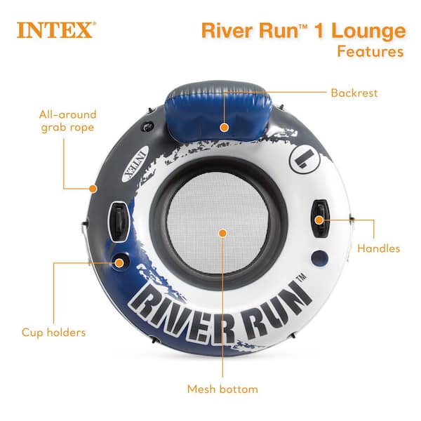 River Run 1 Person Inflatable Tube Raft Float for Lake Pool and River