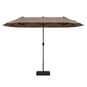 13 ft. Double-Sided Market Patio Umbrella with Crank Handle in Tan