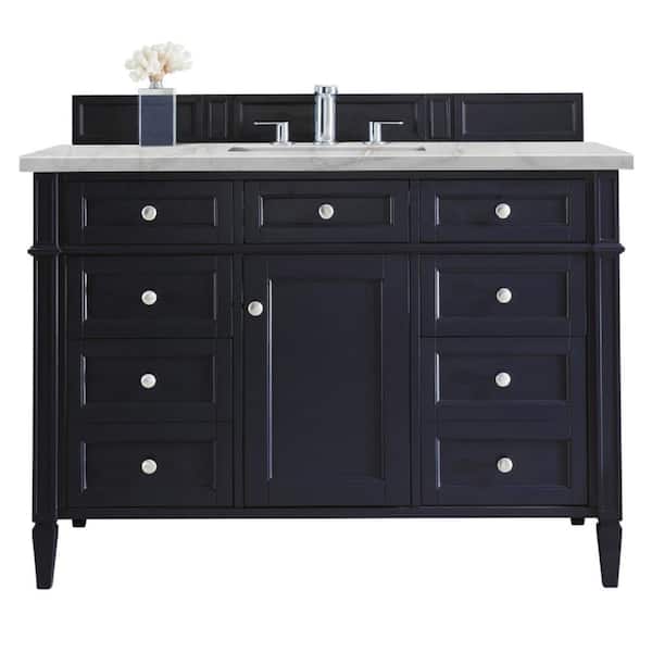 Brittany 48.0 in. W x 23.5 in. D x 34.0 in. H Single Bathroom Vanity in Victory Blue with Victorian Silver Quartz Top