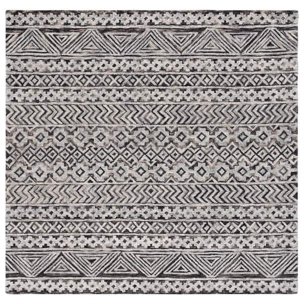 SAFAVIEH Abstract Gray/Brown 6 ft. x 6 ft. Chevron Aztec Square Area Rug