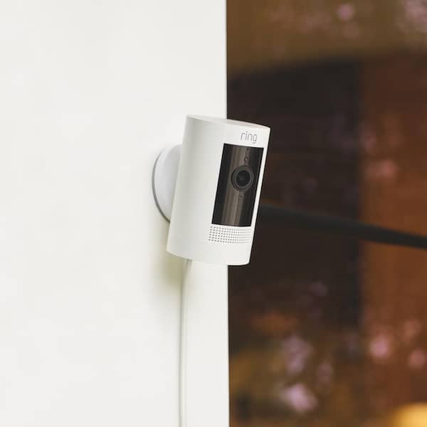 Ring Stick Up Cam Plug-In- Wired Camera Indoor/Outdoor Smart Security Wi-Fi Video Camera with 2-Way Talk, Night Vision, White