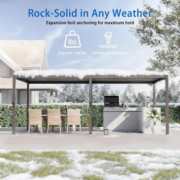 SANLUCE 12 ft. x 20 ft. Modern Steel Louvered Pergola Outdoor