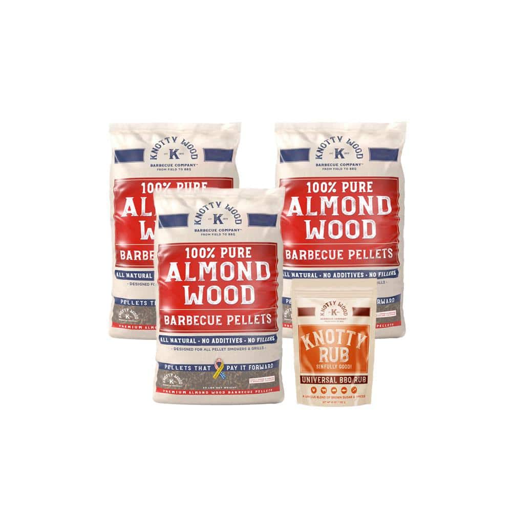 100% Pure Almond Wood Barbecue Pellets - 20 lbs - Knotty Wood Barbecue  Company