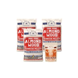 20 lbs. 100% Almond Wood BBQ Pellets and Knotty Rub Combo Kit (3-Pack)