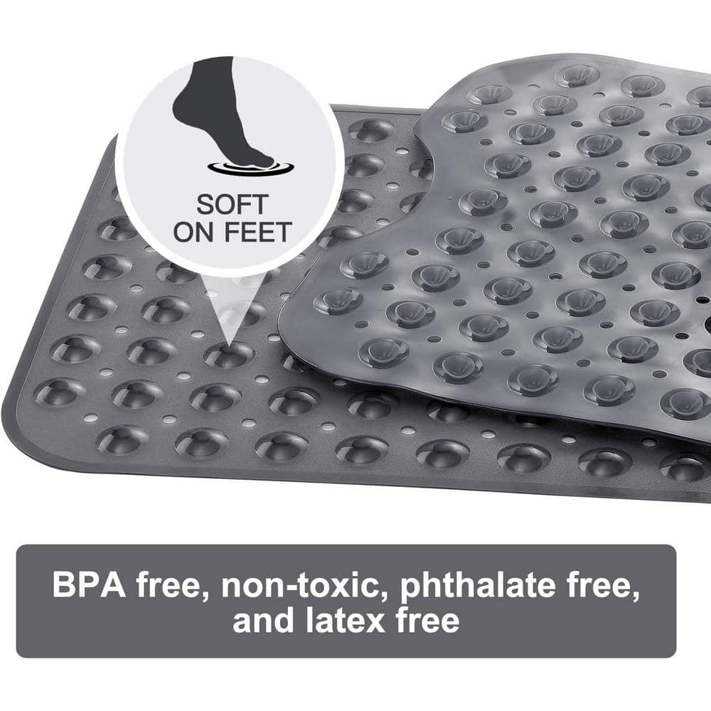 Extra Large Clear Black Non-Slip Bathtub Mat with Suction Cups