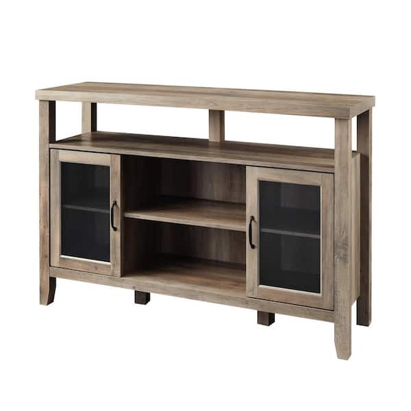 52 in. Grey Wash Wood Console High Boy Buffet