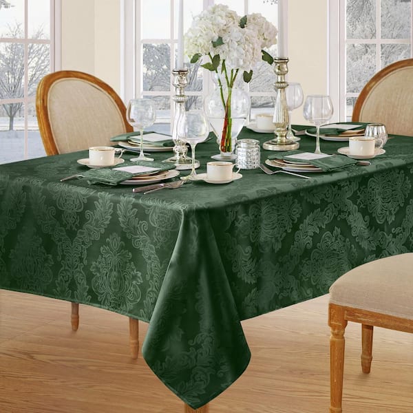 Elrene 52 in. W X 52 in. L Hunter Barcelona Damask Fabric Tablecloth