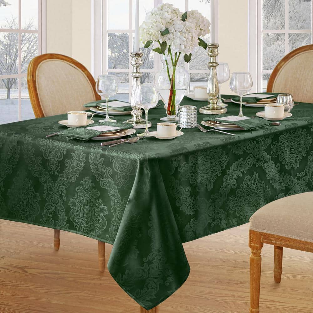 60 in. W x 144 in. L Hunter Barcelona Damask Fabric Tablecloth