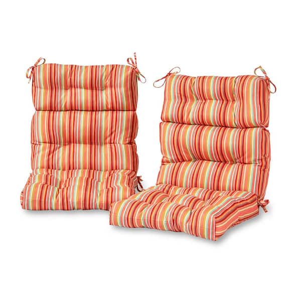 Watermelon Stripe Outdoor High Back Dining Chair Cushion (2-Pack)