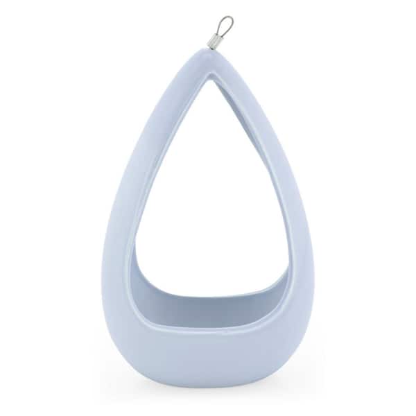 Arcadia Garden Products Cone 8-1/2 in. x 5-1/4 in. Sky Ceramic Hanging Planter