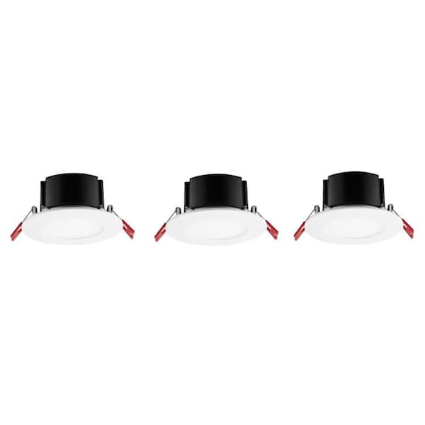 Commercial Electric Box on Top Integrated LED 4 in Round  Canless Recessed Light for Kitchen Bathroom Livingroom, White Soft White 3-Pack