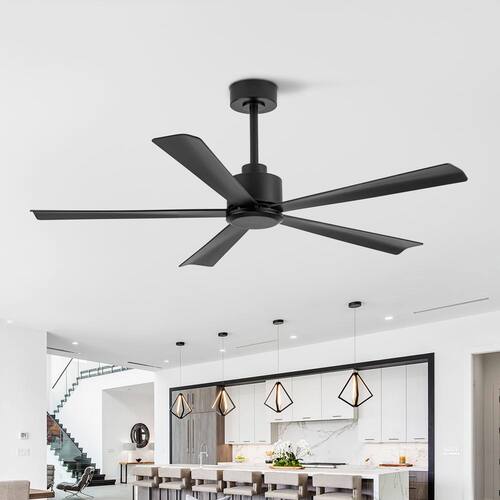 Melony 52 in. 6-Speed Indoor Black Ceiling Fans with Remote Control Breezary Ceiling Fans Without Lights