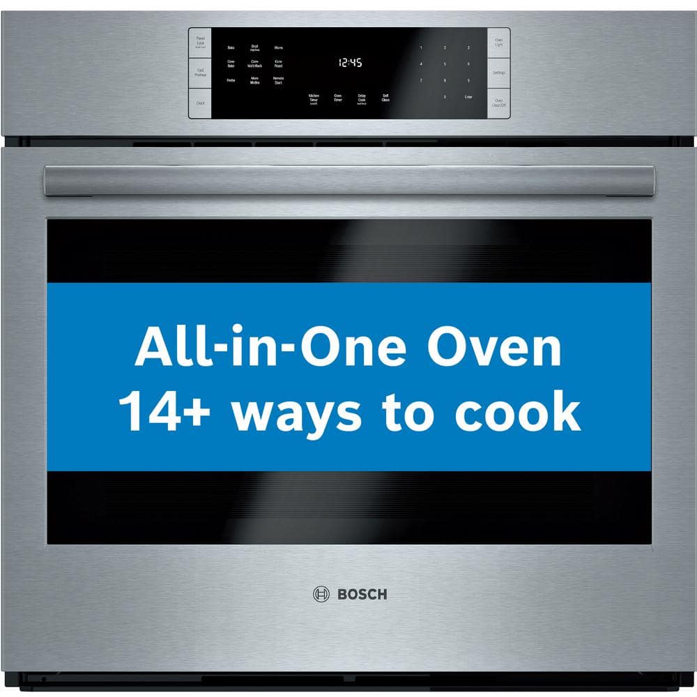 Bosch 800 Series 30 in. Built-In Smart Single Electric Wall Oven with European Convection and Self-Cleaning in Stainless Steel, Silver