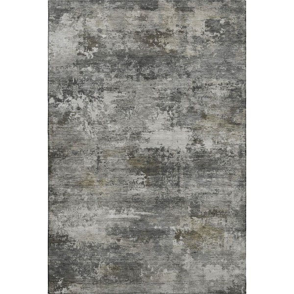 Mayfield Premium Machine Washable Abstract AMF2368 Gray 3 ft. x 5 ft. Area Rug