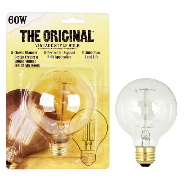 Feit Electric 60W Equivalent G25 Dimmable Incandescent Amber Glass Vintage Edison Light Bulb With Cage Filament Soft White (24-Pack)