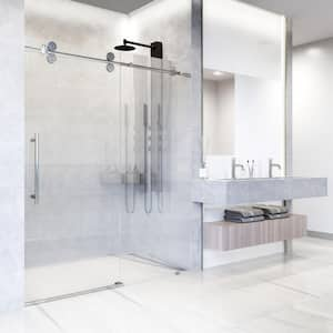 Elan 56 to 60 in. W x 74 in. H Sliding Frameless Shower Door in Chrome with 3/8 in. (10mm) Fluted Glass