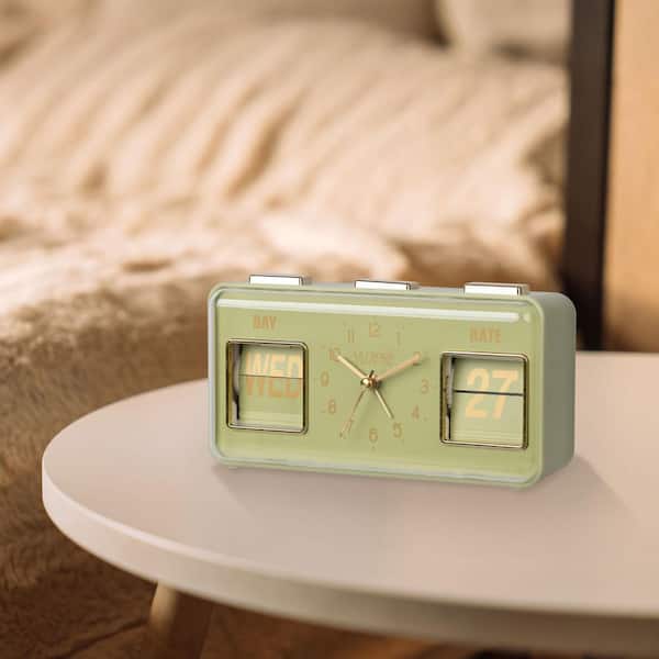 La Crosse Clock Daily Flip Green Tabletop Alarm Clock with