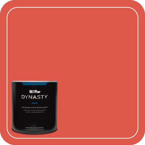 BEHR DYNASTY 1 qt. #180B-6 Fiery Red Satin Enamel Interior Stain-Blocking Paint and Primer