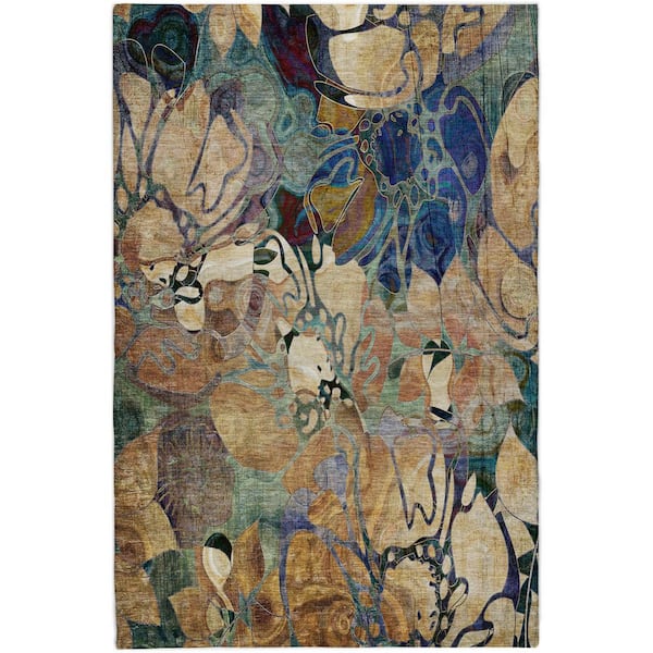 Dream Shag Premium Machine Washable Abstract ADS558 Beige 3 ft. x 5 ft. Area Rug