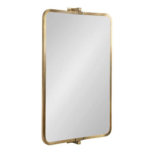 Elijah 20.00 in. W x 31.75 in. H Gold Rectangle Mid Century Framed Decorative Wall Mirror