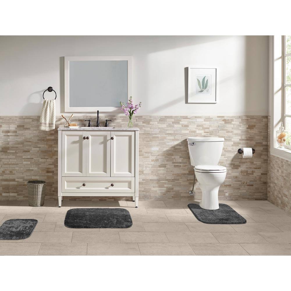 Garland Gramercy Cinder Gray 3-Piece Washable Bathroom Rug Set
