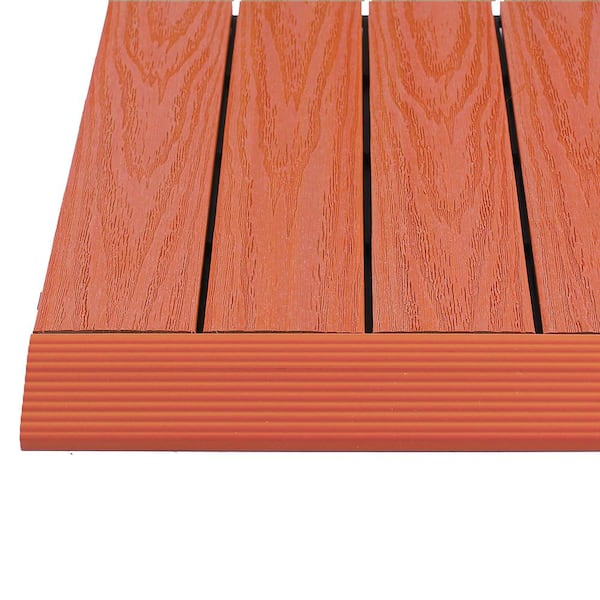NewTechWood 1/6 ft. x 1 ft. Quick Deck Composite Deck Tile Straight Fascia in Madrid Red (4-Pieces/Box)